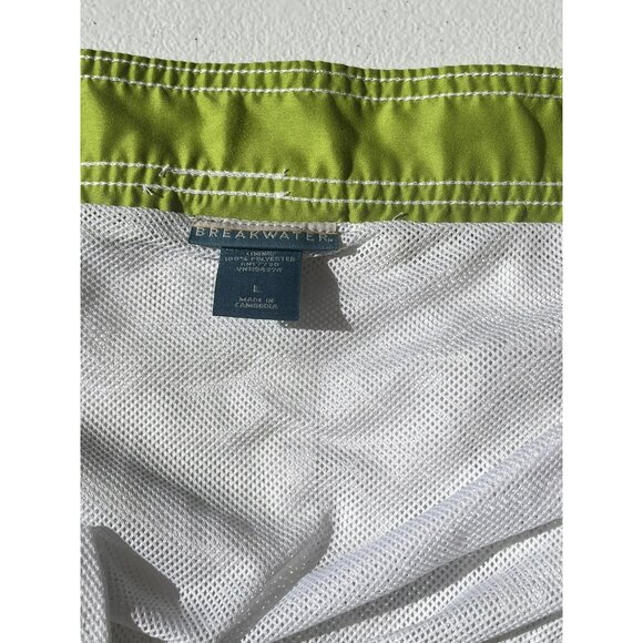 Breakwater Mens Size Large Hawaiian Swim Trunks‎ Green White Floral Beach Board - Picture 5 of 10